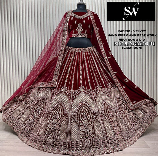 Green Velvet Bridal Lehenga