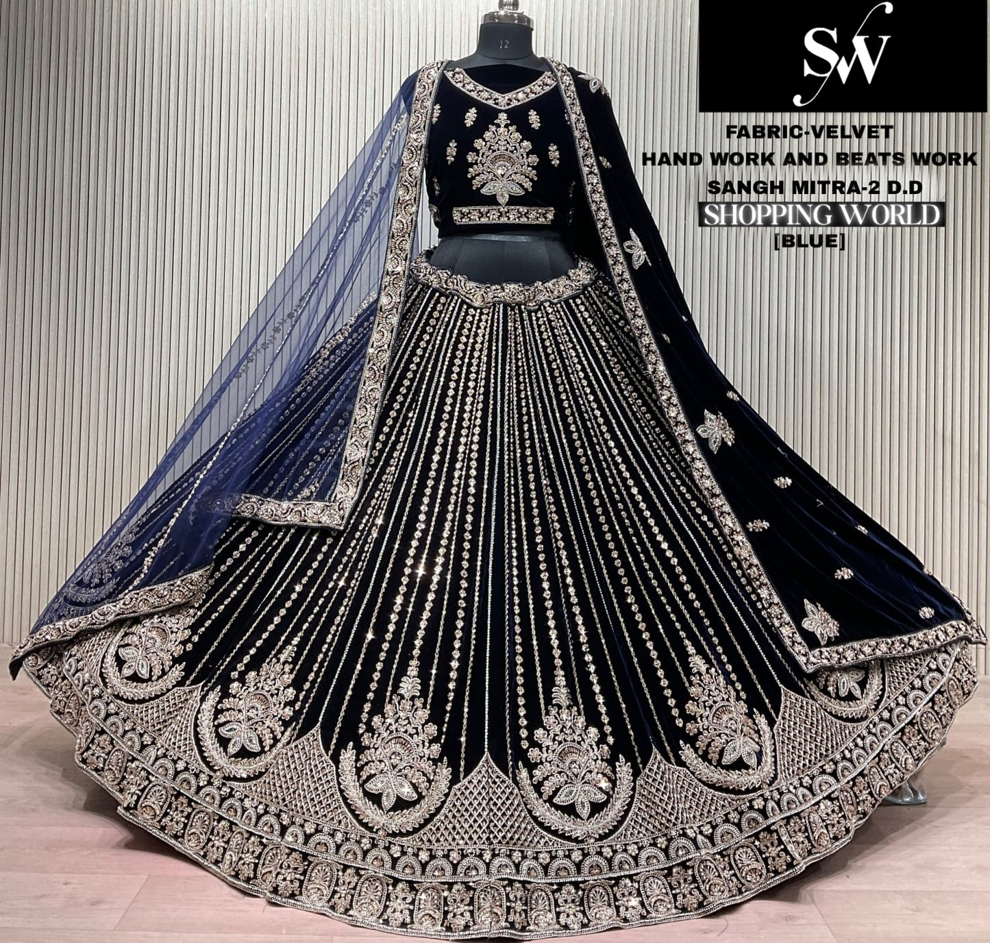 Dark maroon Velvet Bridal Lehenga