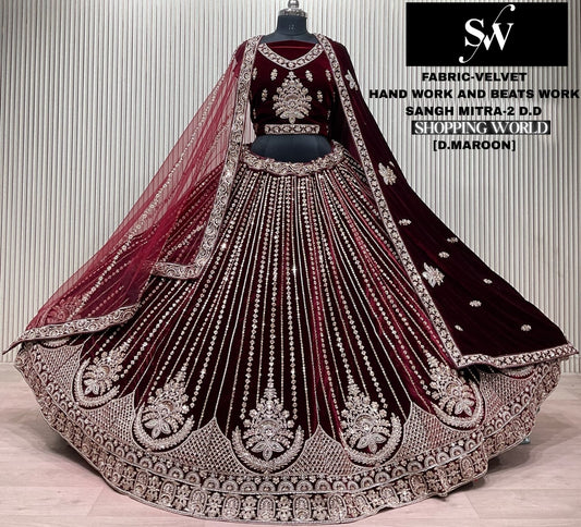 Blue Velvet Bridal Lehenga
