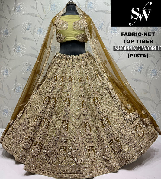 Chiku golden Net Lehenga