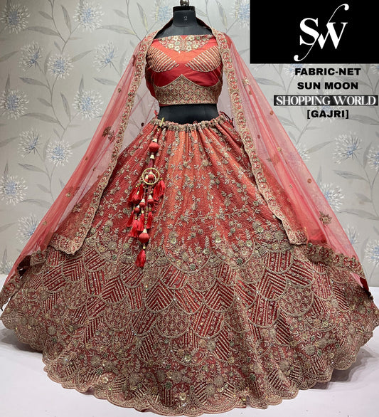 Gajri pink Net Lehenga - Shopping World