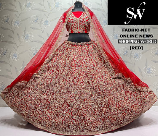 Maroon Net Lehenga - Shopping World