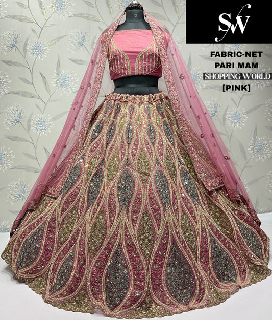 Pista Green Net Lehenga