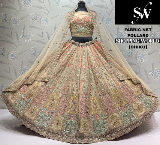 Chiku golden Net Lehenga - Shopping World