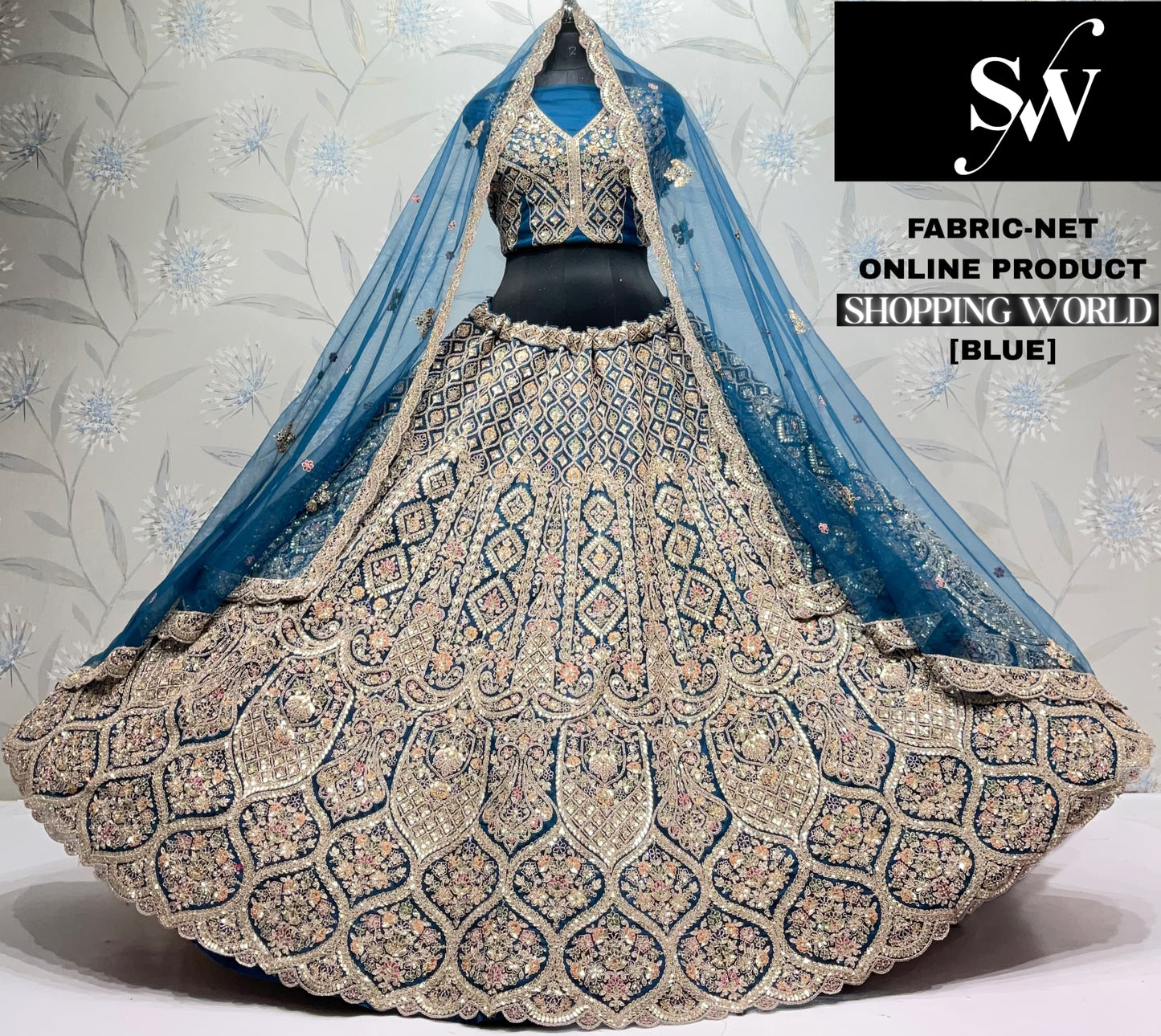 Sky Blue Net Lehenga - Shopping World
