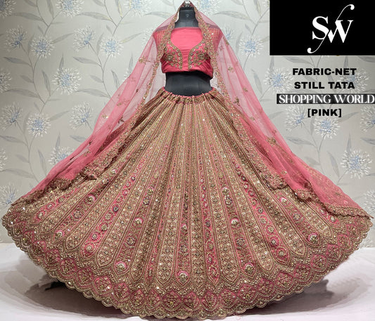 Pink Net Lehenga - Shopping World