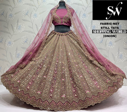 Pink Net Lehenga