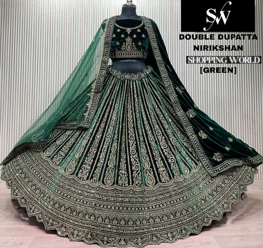 Blue Double Dupatta Bridal Lehenga