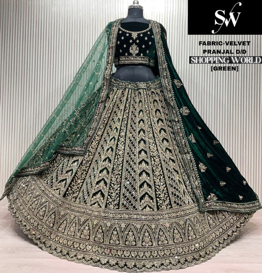 Wine Velvet Bridal Lehenga
