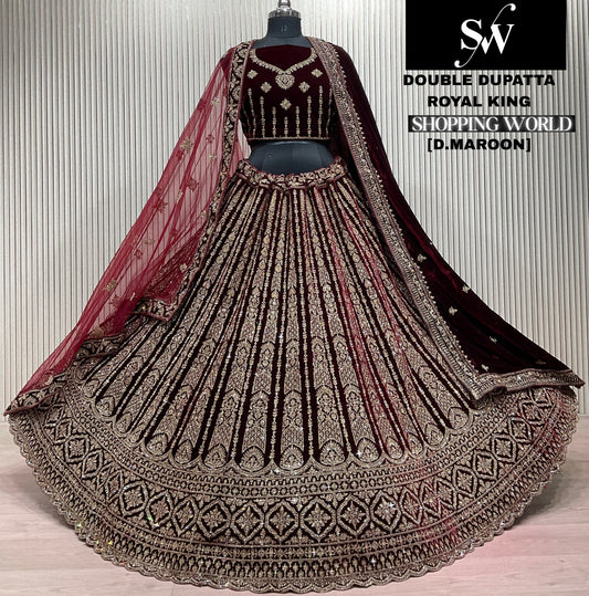 Blue Double Dupatta Bridal Lehenga