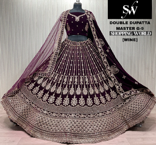 Mehendi Green Double Dupatta Bridal Lehenga