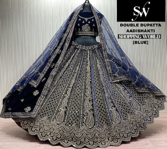 Green Double Dupatta Bridal Lehenga