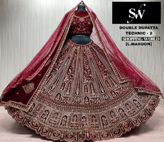 Green Double Dupatta Bridal Lehenga