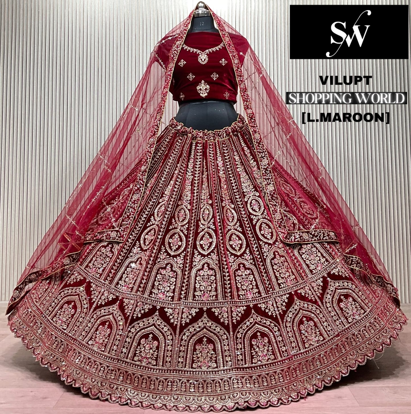 Dark Maroon Bridal Lehenga