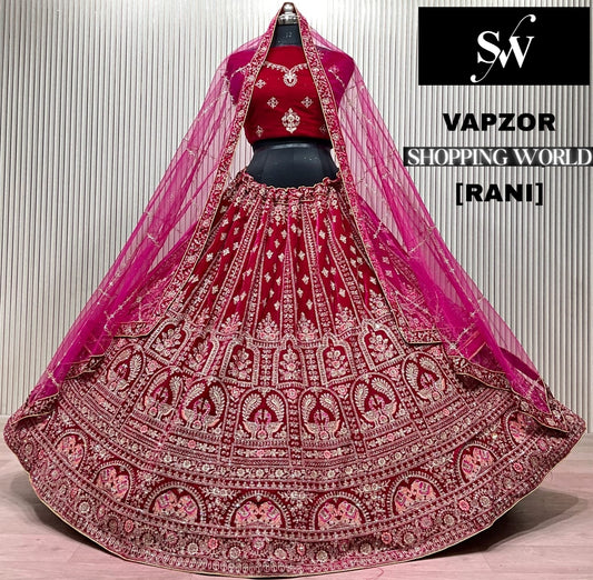 Dark Maroon Peacock Bridal Lehenga