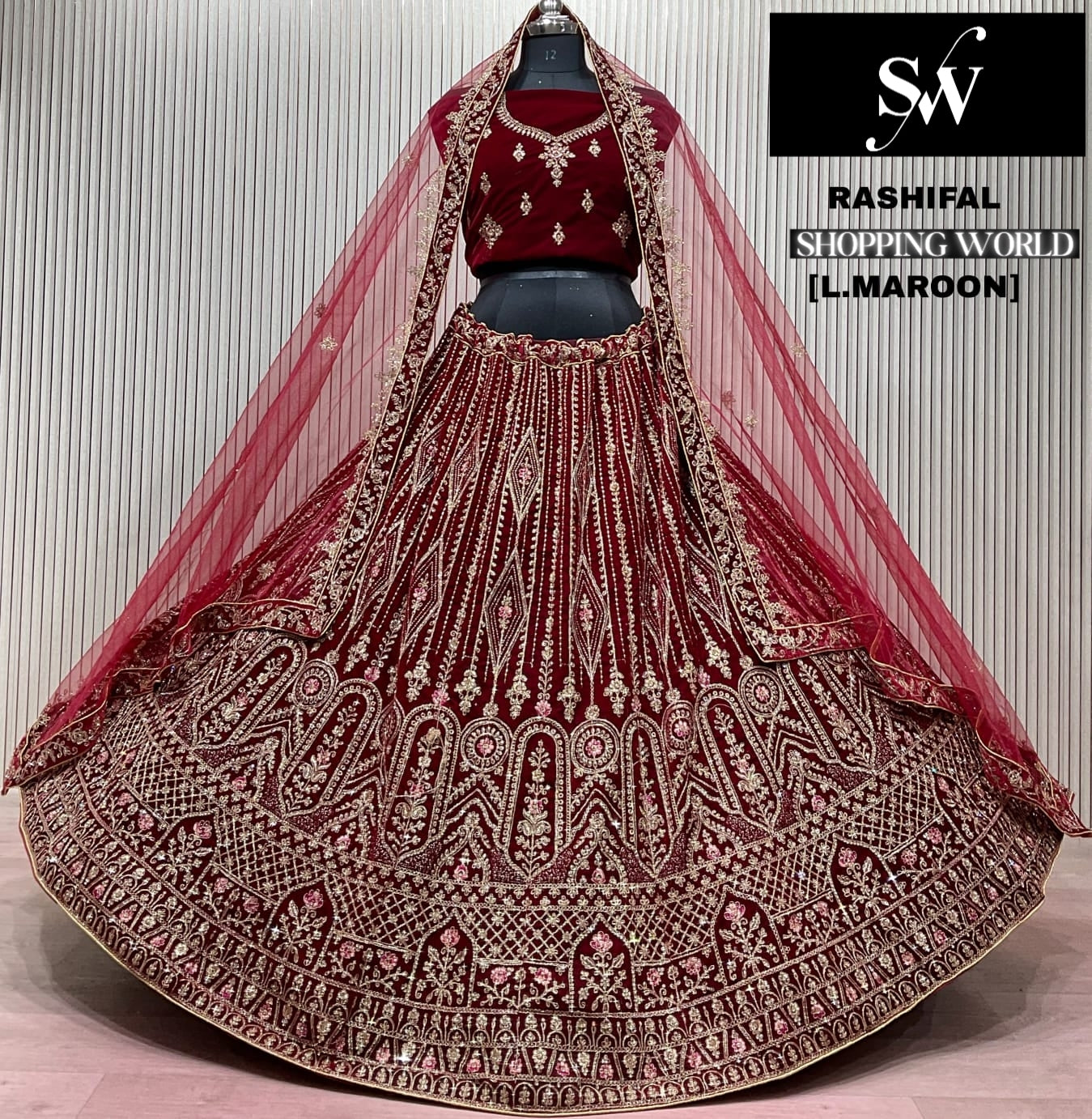 Dark Maroon Bridal Lehenga