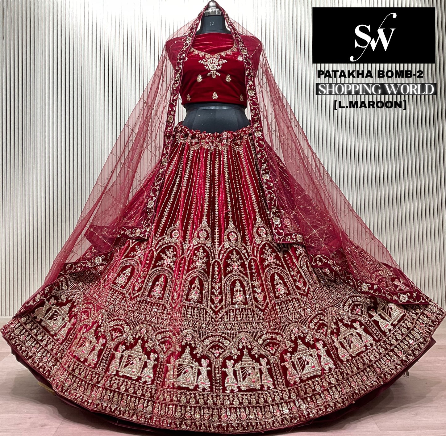 Light Maroon Doli Barat Bridal Lehenga