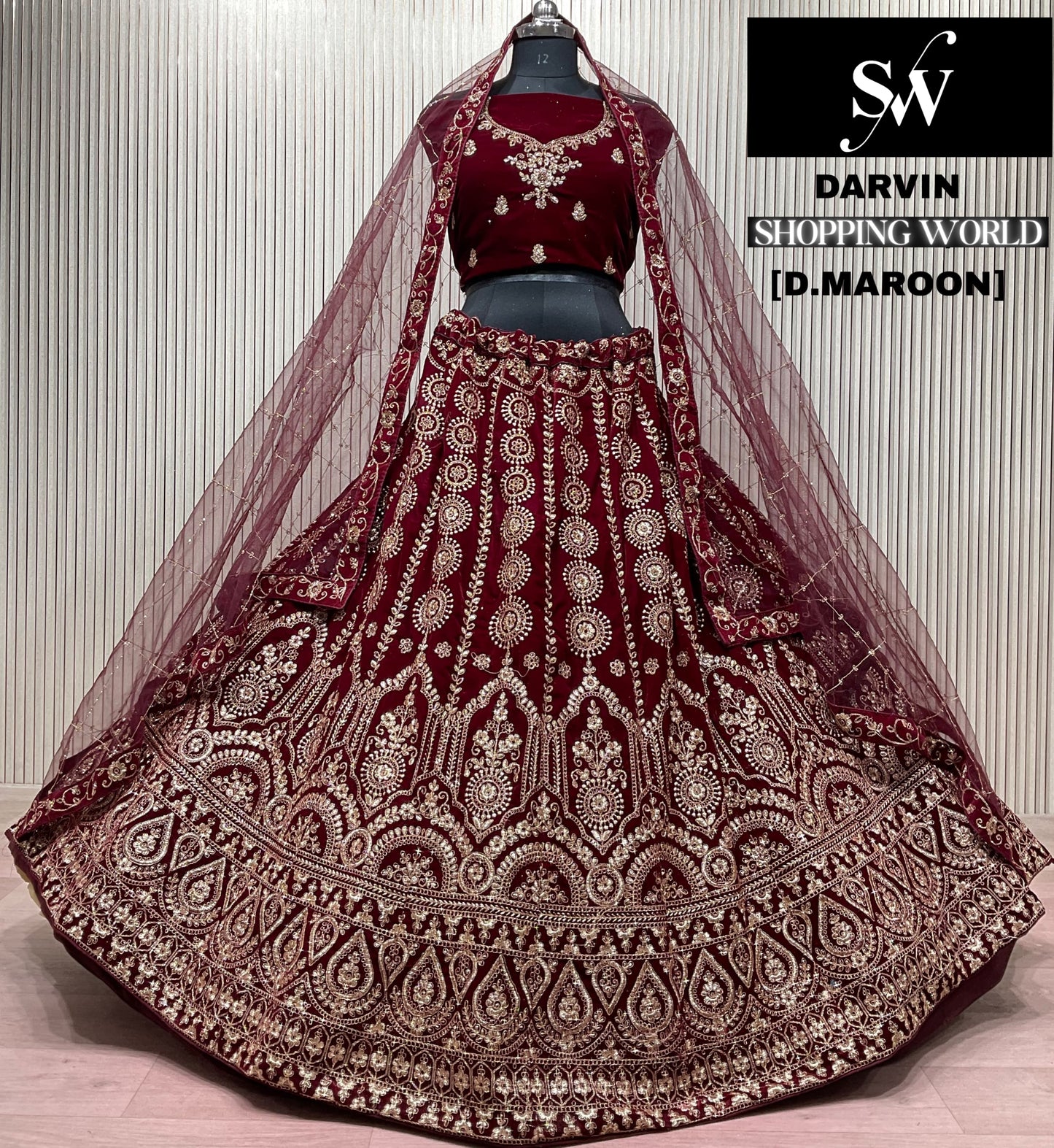 Dark Maroon Bridal Lehenga