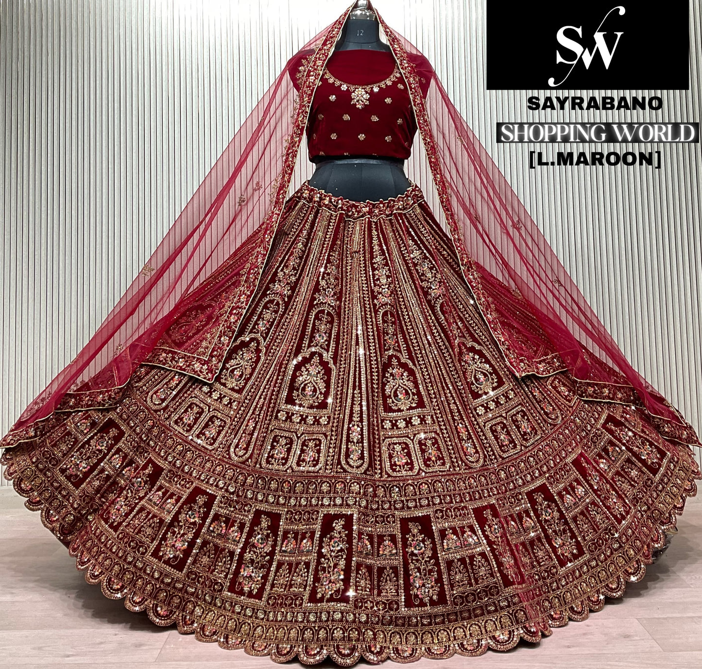 Dark Maroon Bridal Lehenga