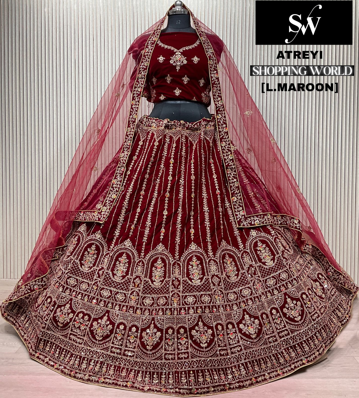 Dark Maroon Bridal Lehenga