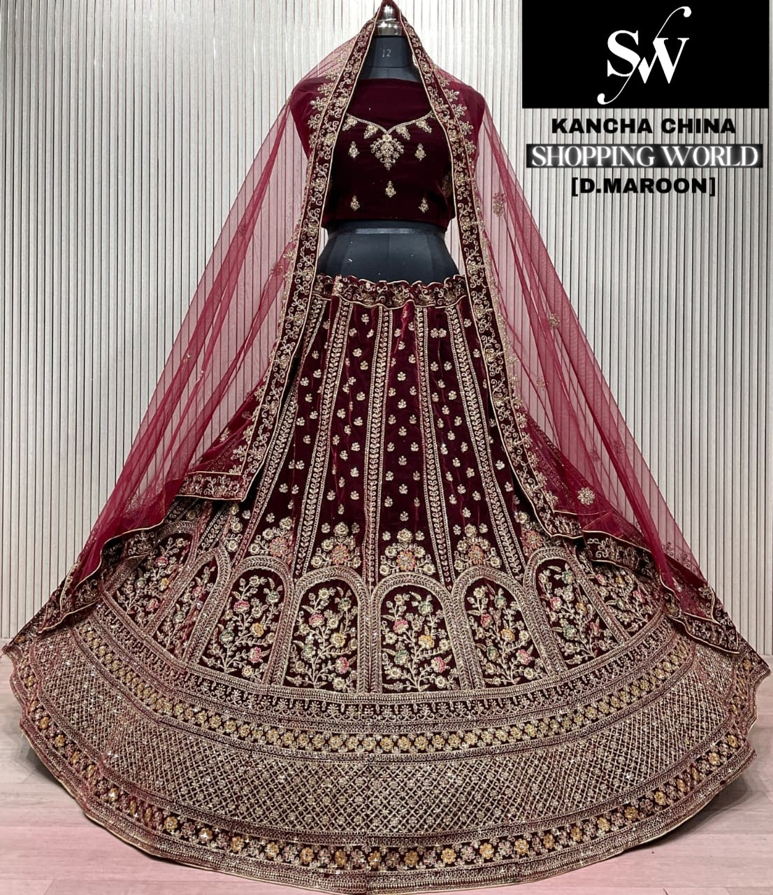 Dark Maroon Bridal Lehenga