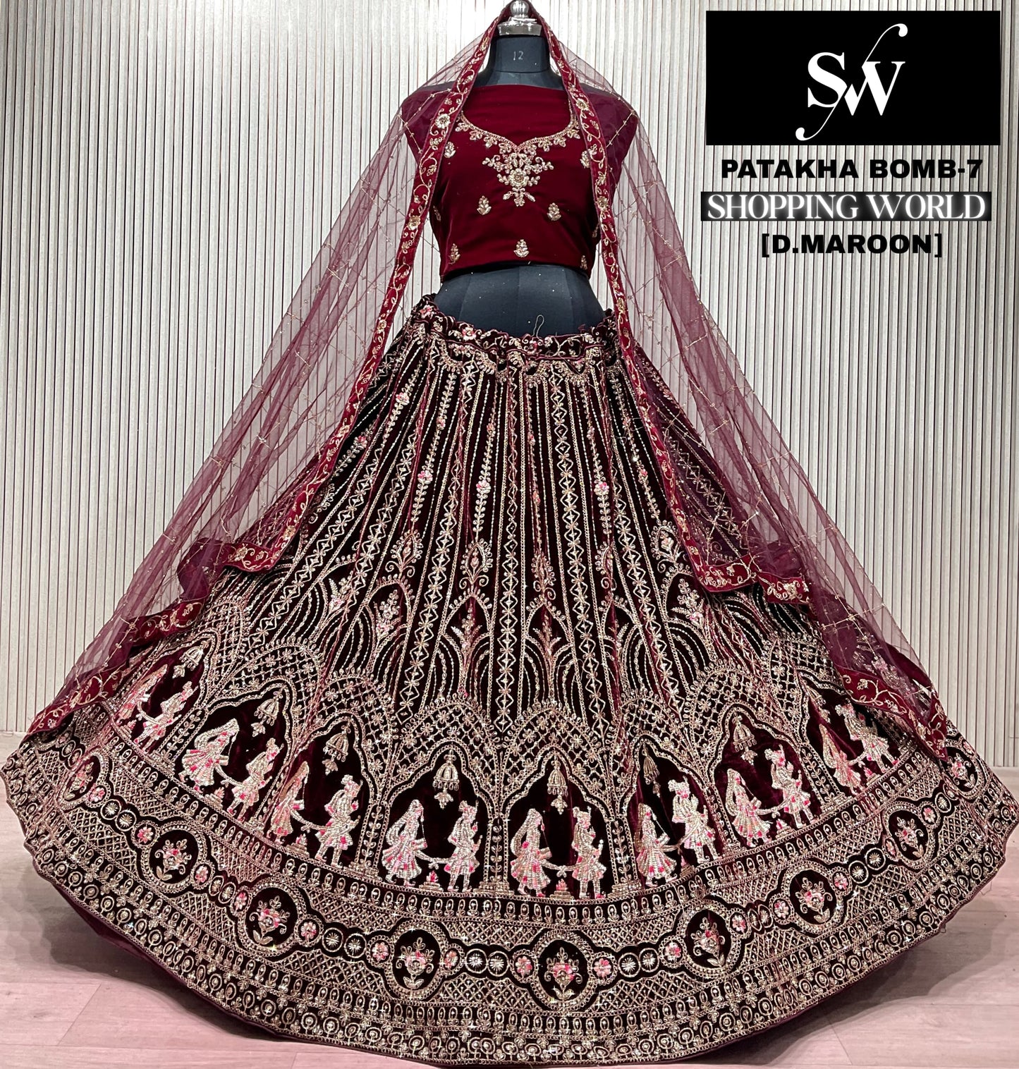 Dark Maroon Doli Barat Bridal Lehenga