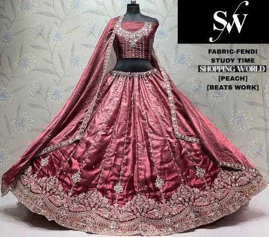 Rust Orange Peach Fendi Lehenga