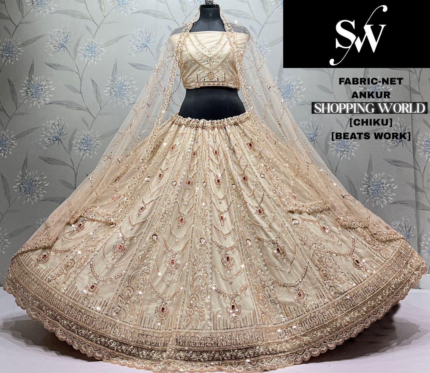 Pink Net Lehenga