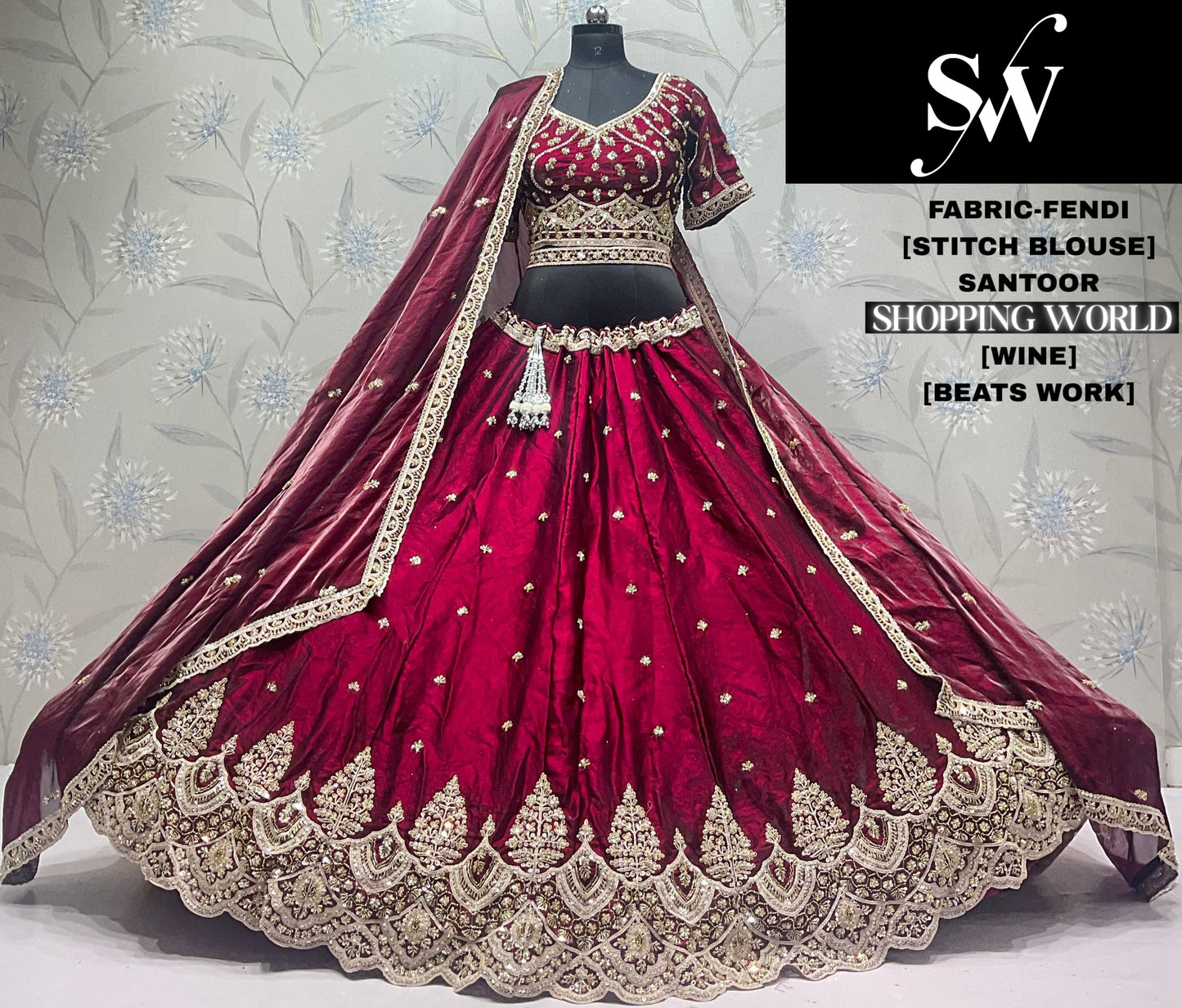Rama green Fendi crop top Lehenga