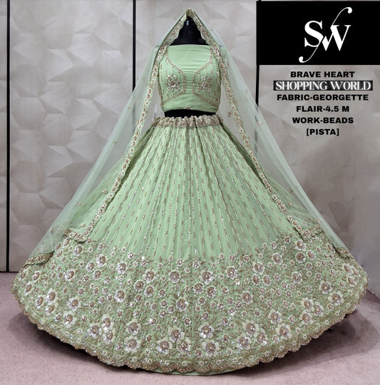 Chiku golden Georgette Lehenga