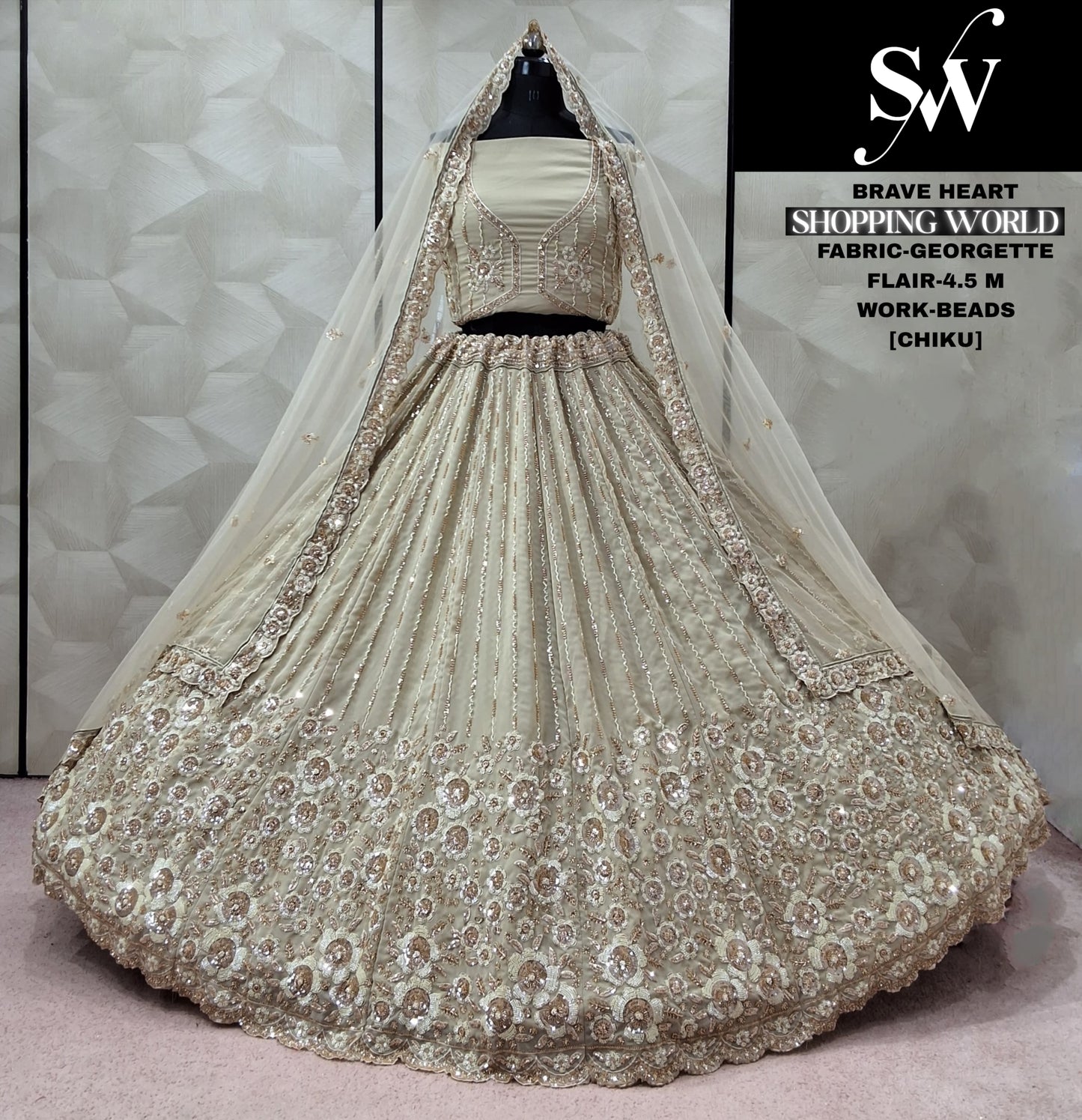 Pista Green Georgette Lehenga