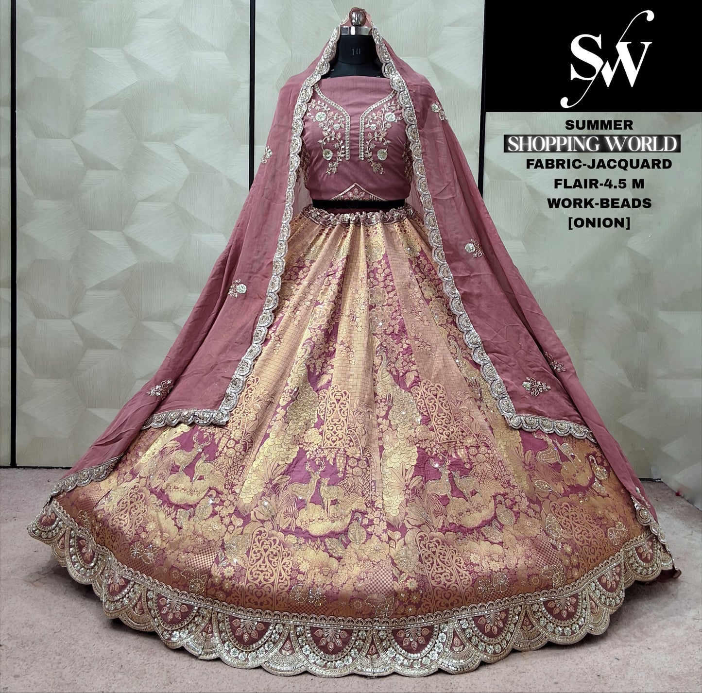Rani pink Jacquard Lehenga