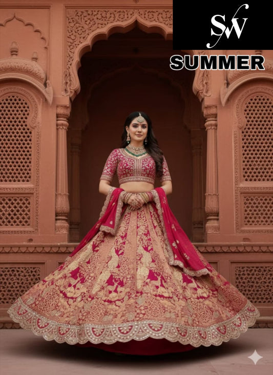 Onion pink Jacquard Lehenga