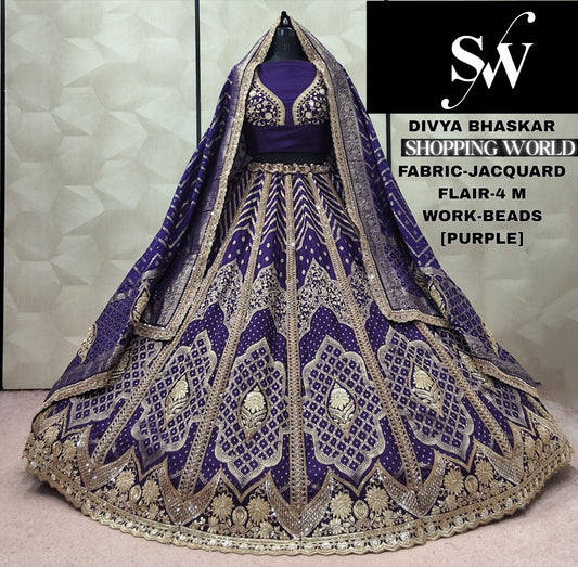 Purple Jacquard Lehenga