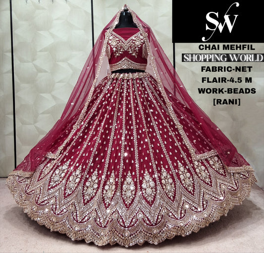 Rani pink Net Lehenga