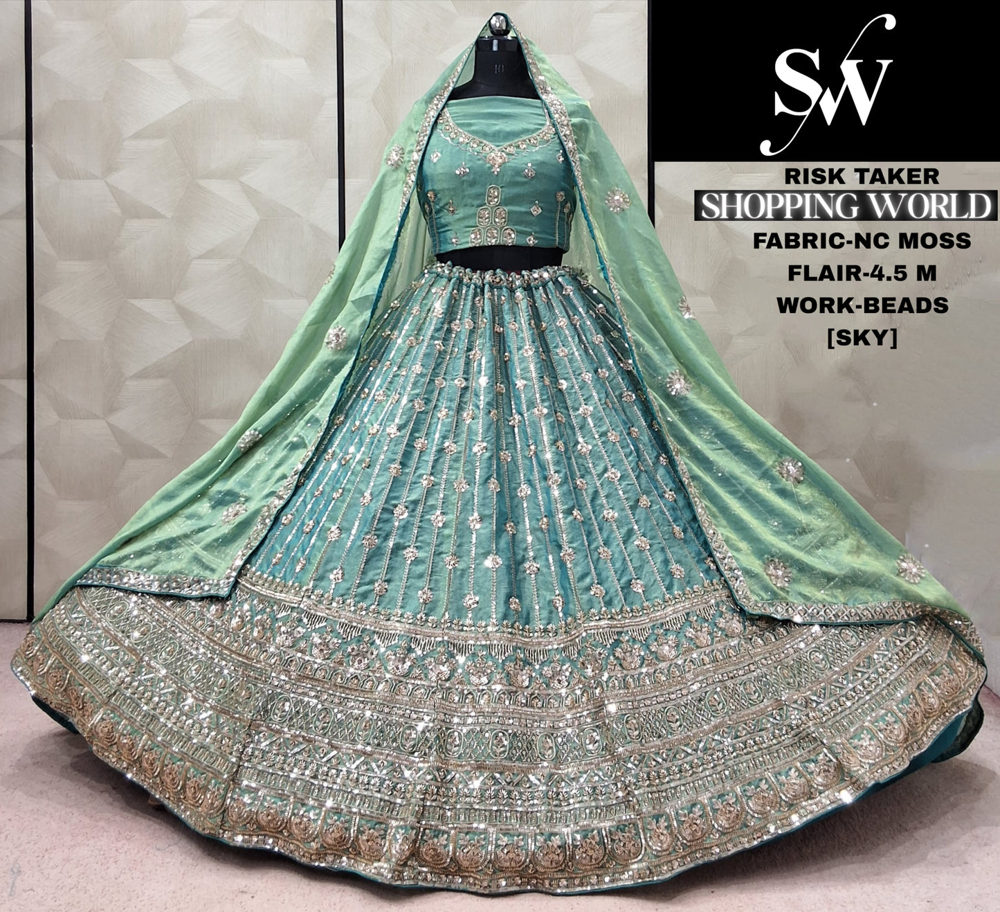 Peach Nc Moss Lehenga