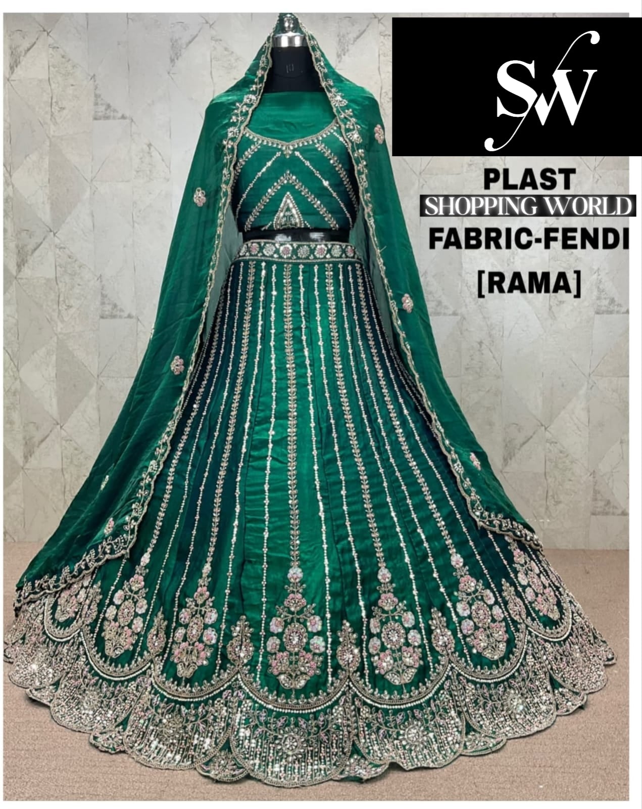 Rama Green Fendi Lehenga