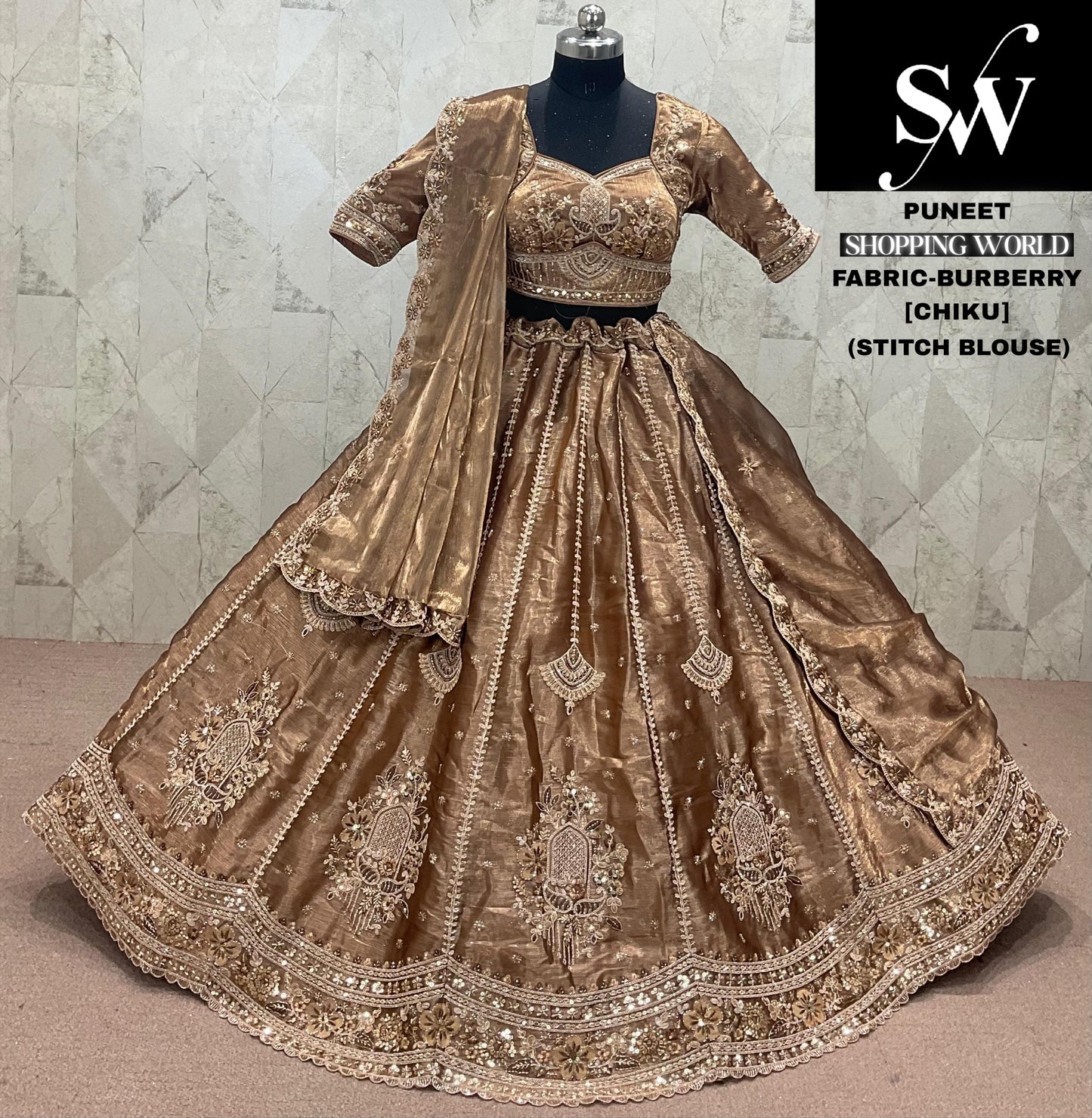Chiku Golden Burberry Lehenga