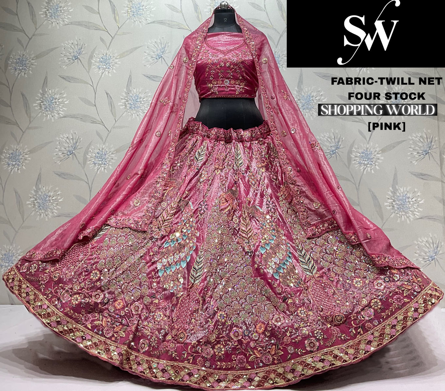 Blue Peacock Twill Net Lehenga