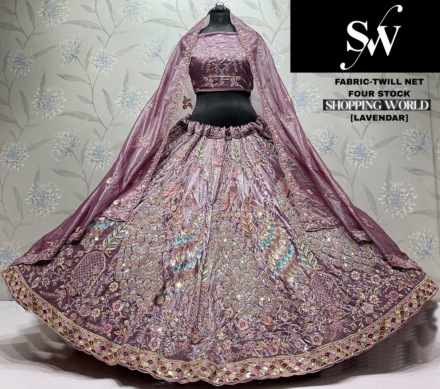 Onion pink Peacock Twill Net Lehenga