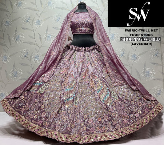 Blue Peacock Twill Net Lehenga