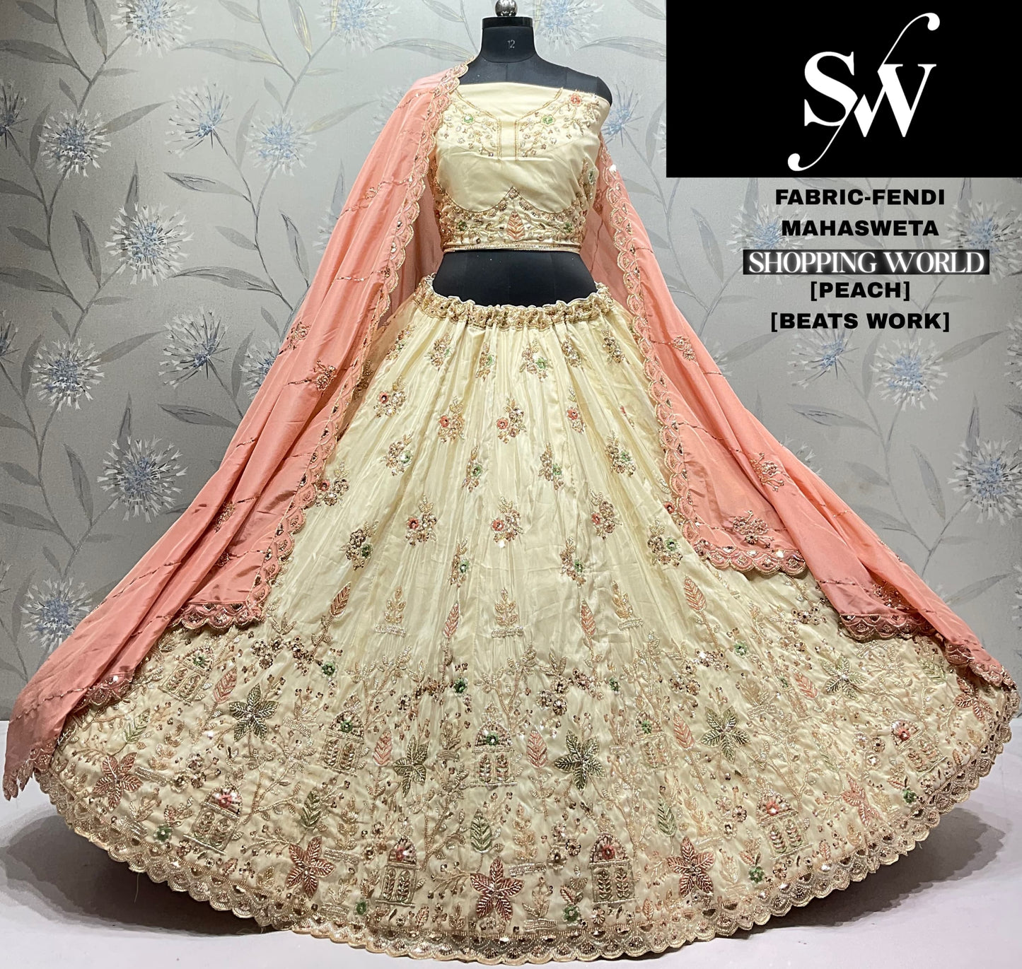 White yellow Haldi Mehendi Fendi Lehenga