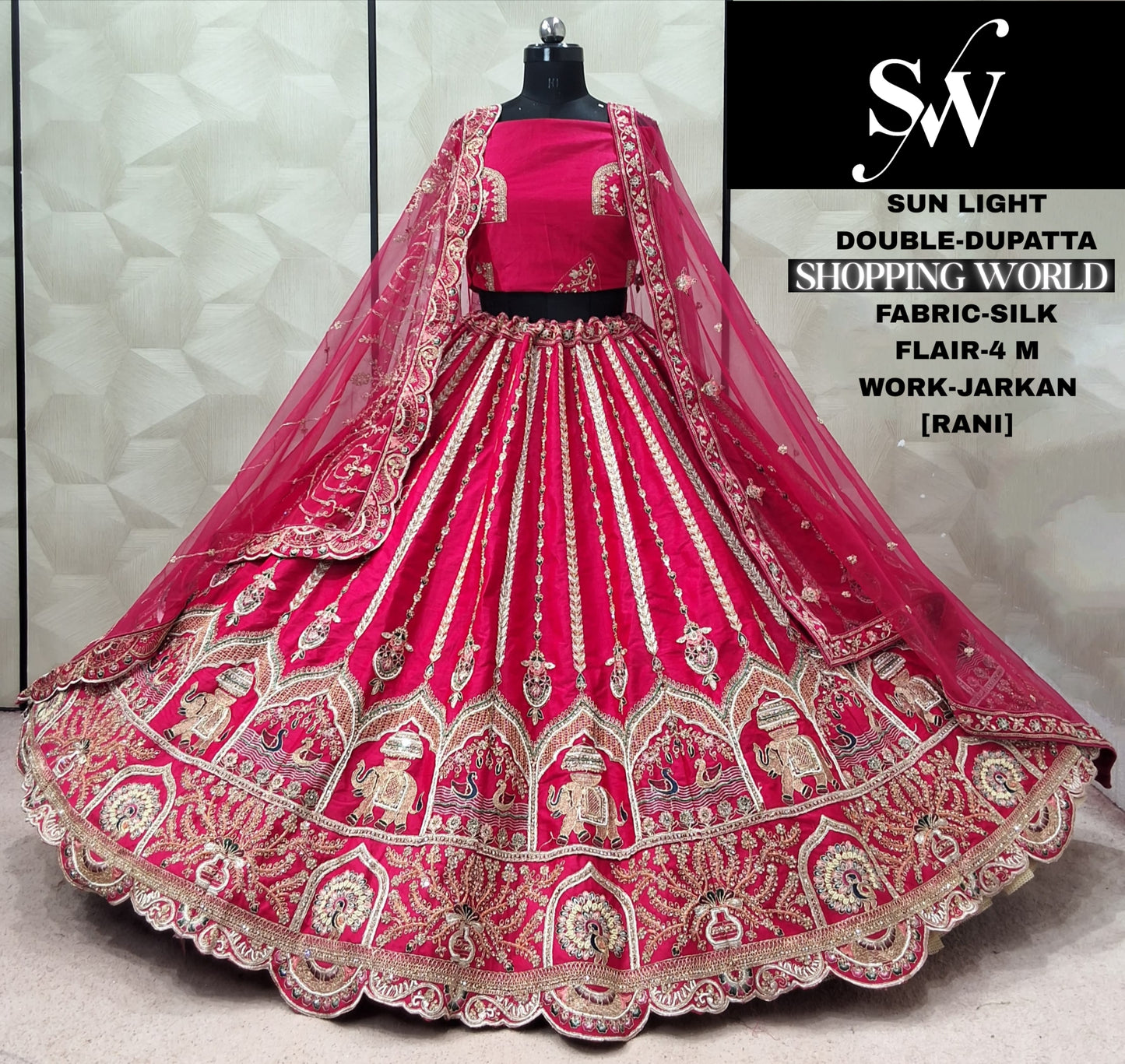 Maroon Double Dupatta Silk Lehenga