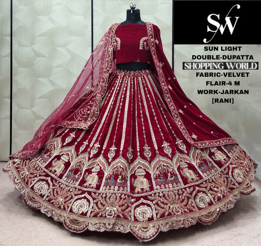 Red Double Dupatta Silk Lehenga