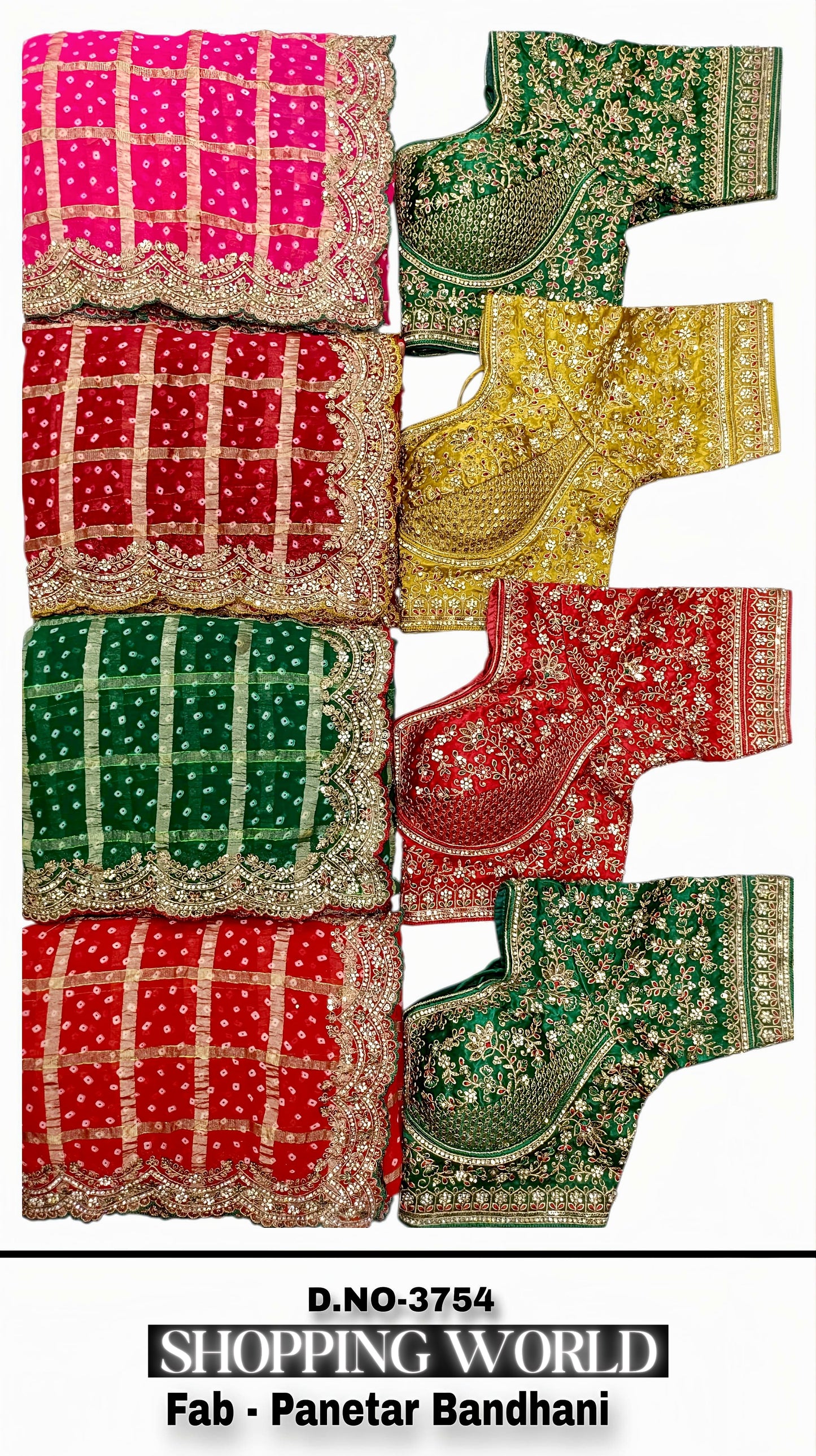 Pink Maroon Green Yellow Panetar Bandhani Saree