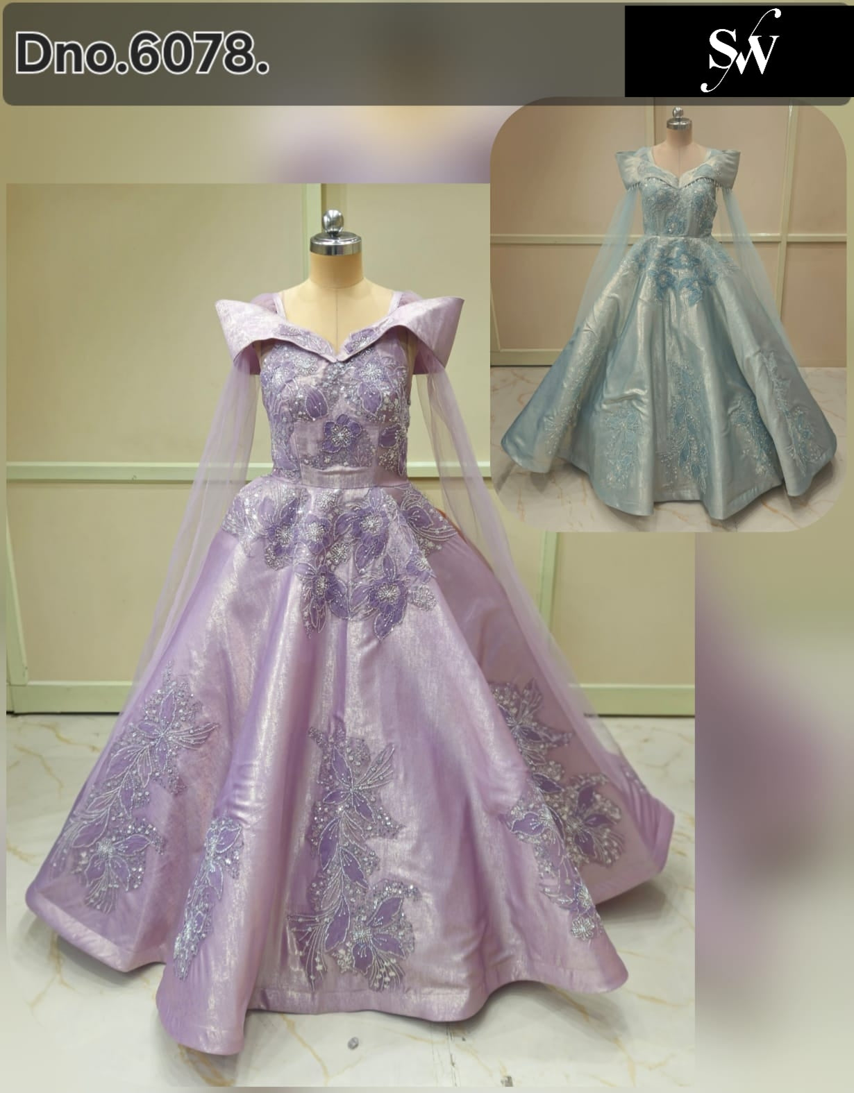 Pink Sea Green Gown - Shopping World