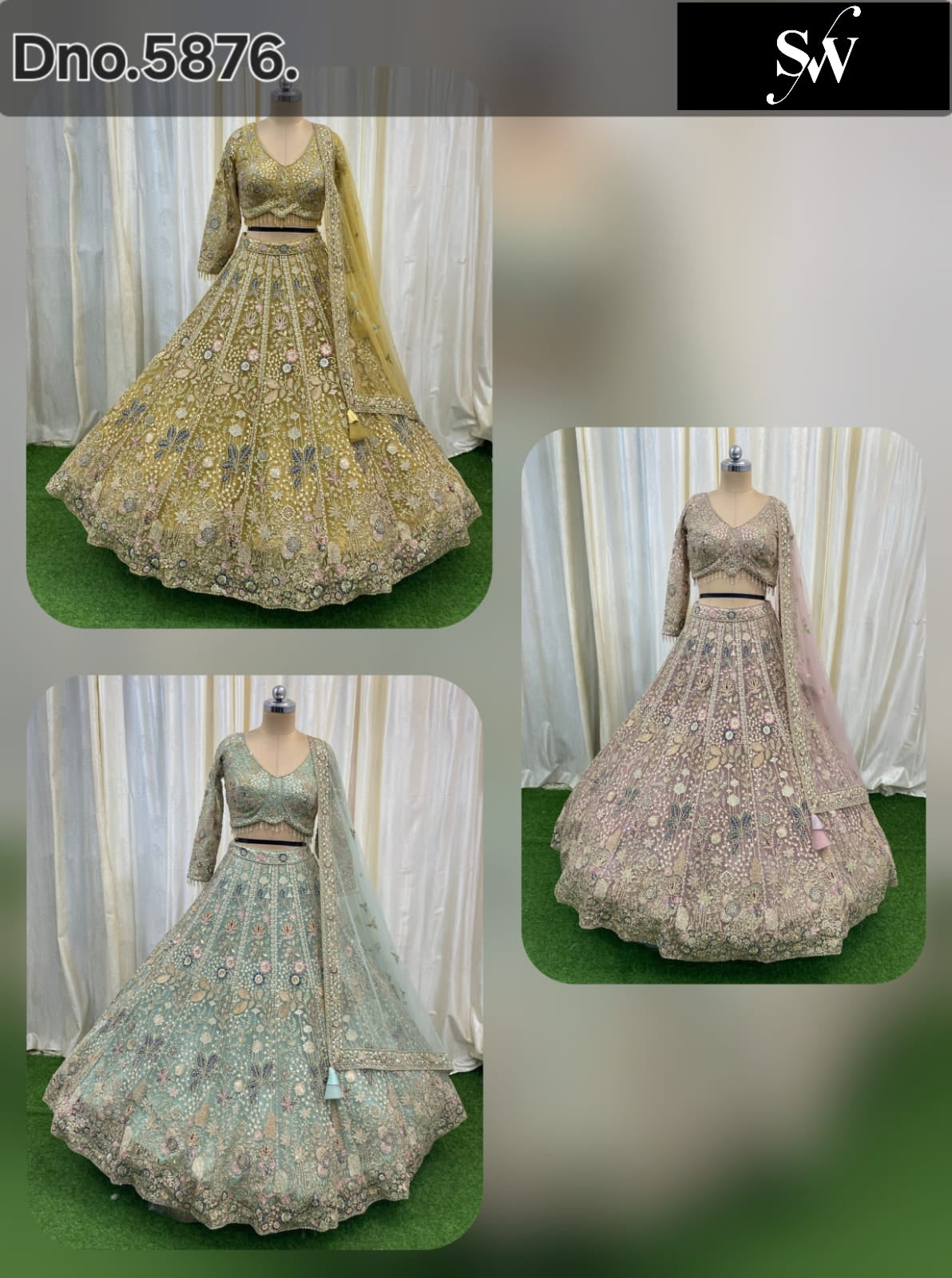 Yellow Haldi Mehendi Pista Green Peach Crop Top Lehenga