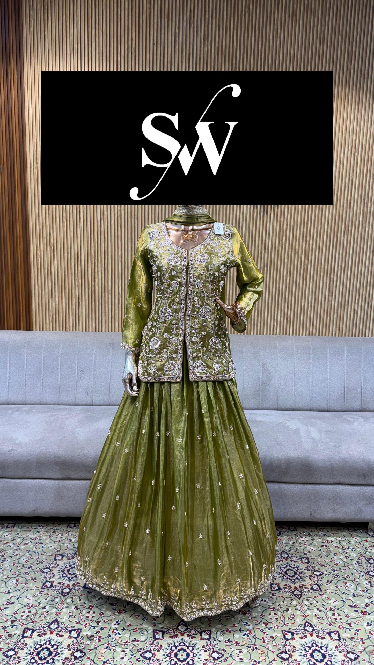 Green Long Shrug Dress Material