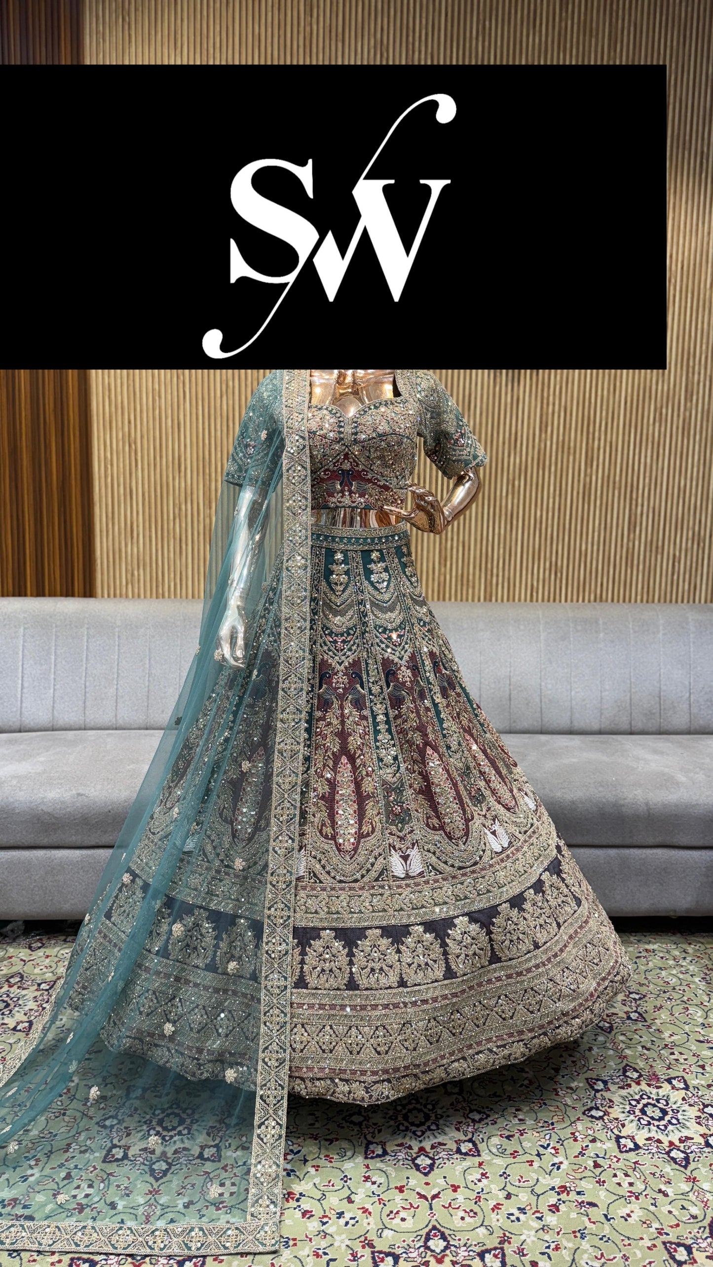 Rama Green Crop Top Lehenga