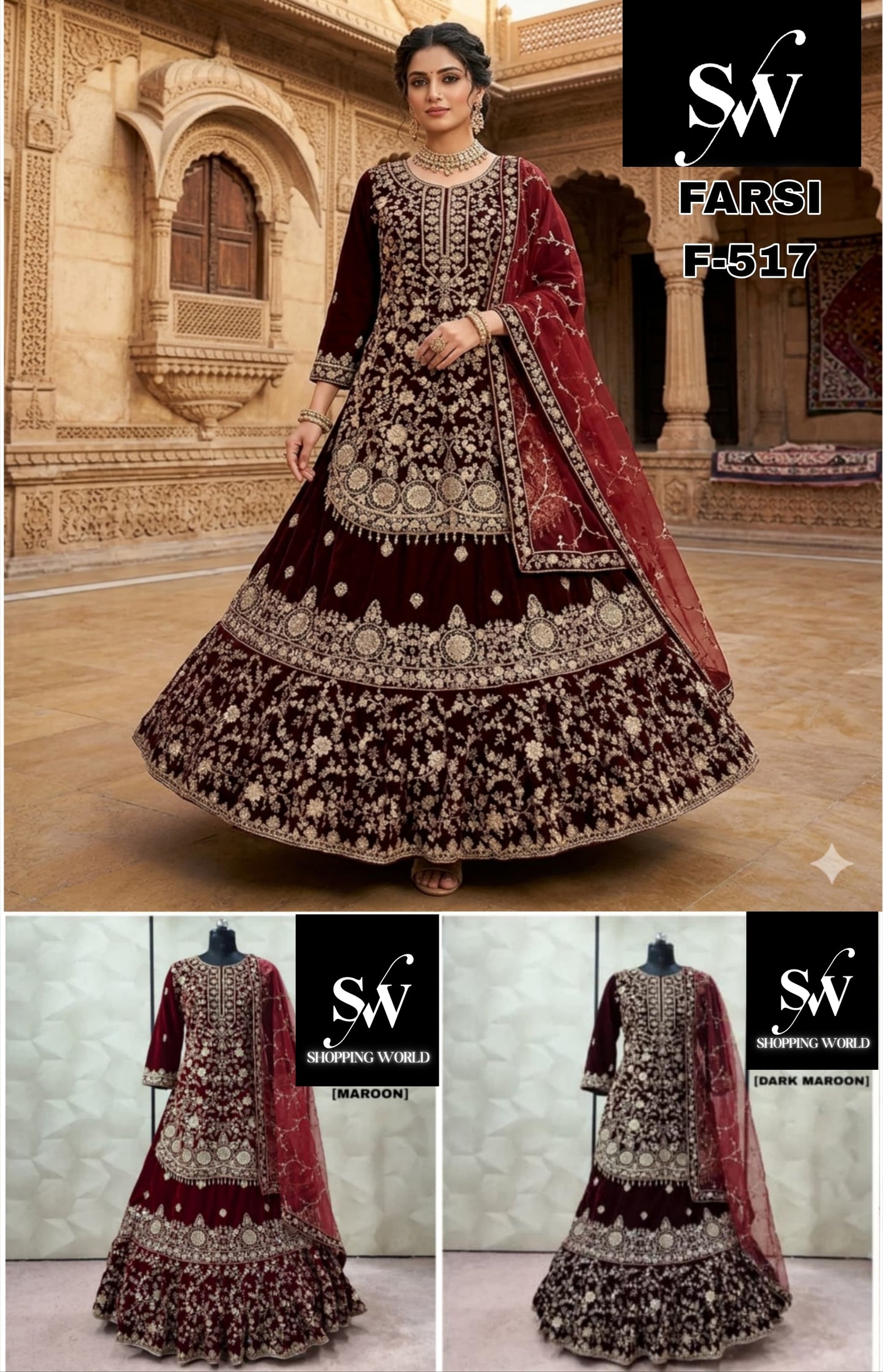 Maroon Dark Maroon peplum long Dress Farshi Gaharara Dress Special